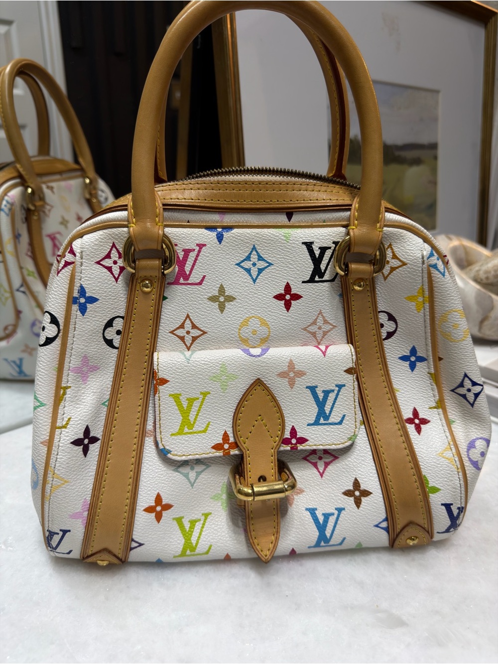 Louis Vuitton White Murakami Priscilla Handbag